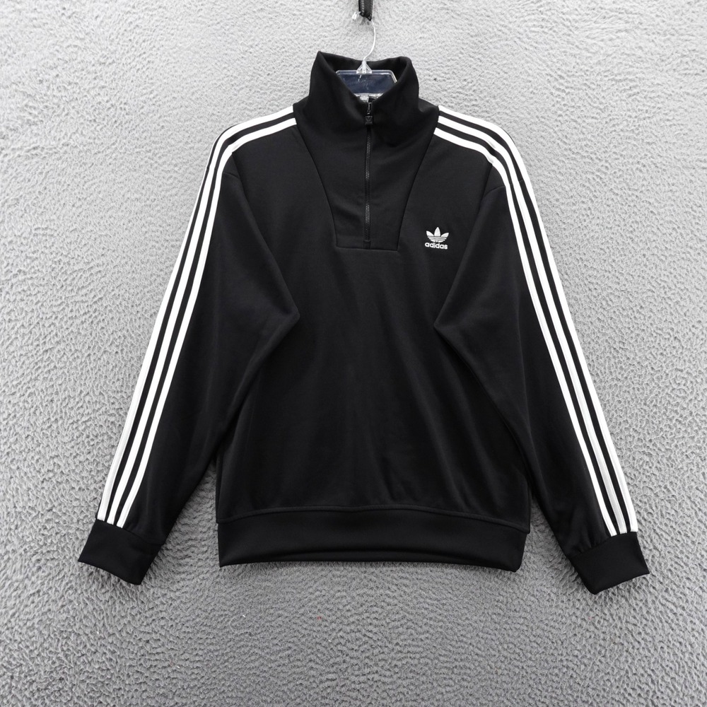 Adidas Originals Mens Medium Funnelneck Track Top Black 1/4 Zip‎ Pullover NEW
